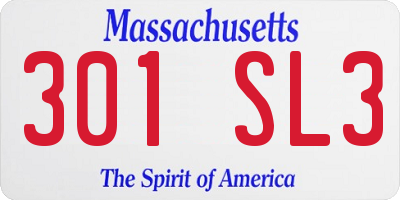 MA license plate 301SL3