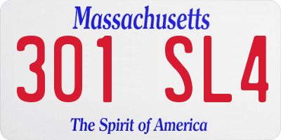 MA license plate 301SL4