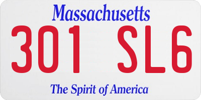 MA license plate 301SL6