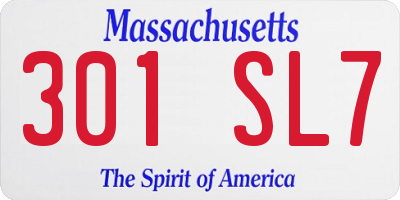MA license plate 301SL7