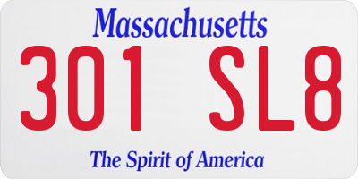 MA license plate 301SL8