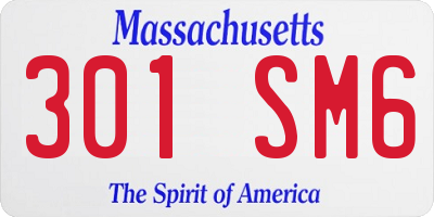 MA license plate 301SM6