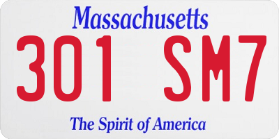 MA license plate 301SM7