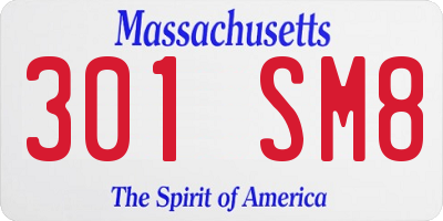 MA license plate 301SM8