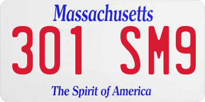 MA license plate 301SM9