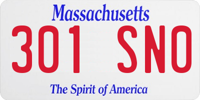 MA license plate 301SN0