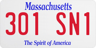 MA license plate 301SN1