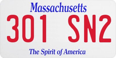 MA license plate 301SN2