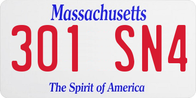 MA license plate 301SN4