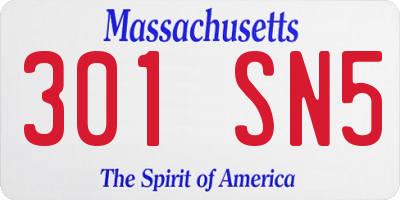 MA license plate 301SN5