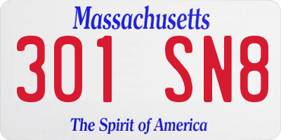 MA license plate 301SN8