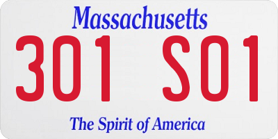 MA license plate 301SO1