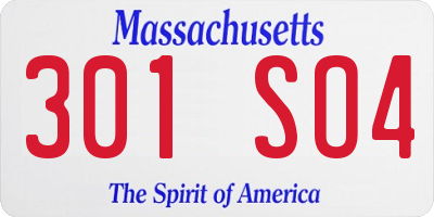 MA license plate 301SO4