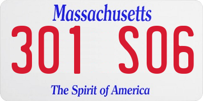 MA license plate 301SO6