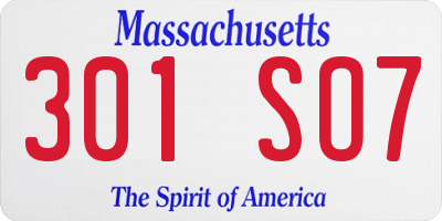 MA license plate 301SO7