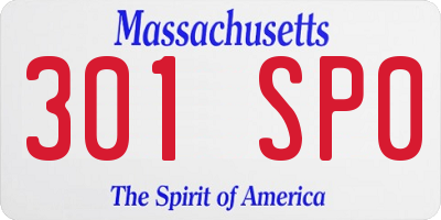 MA license plate 301SP0