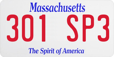 MA license plate 301SP3