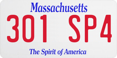 MA license plate 301SP4