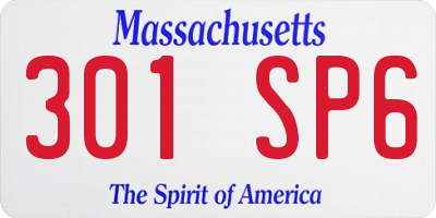 MA license plate 301SP6