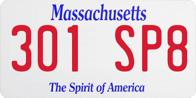 MA license plate 301SP8