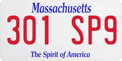 MA license plate 301SP9