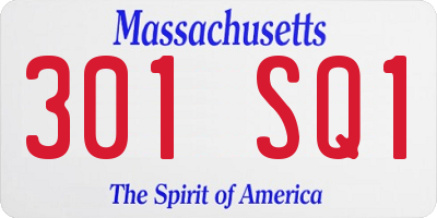 MA license plate 301SQ1