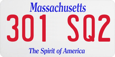 MA license plate 301SQ2