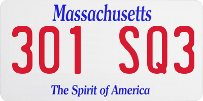 MA license plate 301SQ3