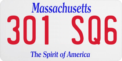 MA license plate 301SQ6