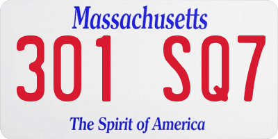MA license plate 301SQ7