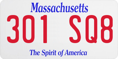MA license plate 301SQ8