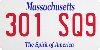 MA license plate 301SQ9