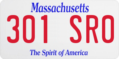 MA license plate 301SR0