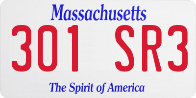 MA license plate 301SR3
