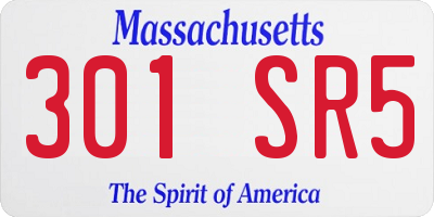 MA license plate 301SR5
