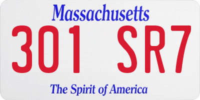 MA license plate 301SR7