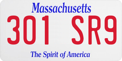 MA license plate 301SR9