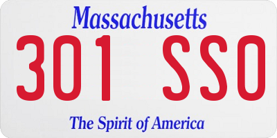 MA license plate 301SS0