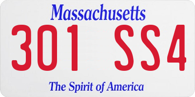 MA license plate 301SS4