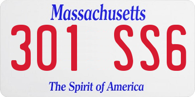 MA license plate 301SS6