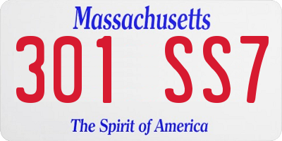 MA license plate 301SS7