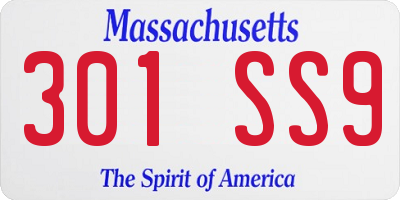 MA license plate 301SS9