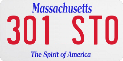 MA license plate 301ST0