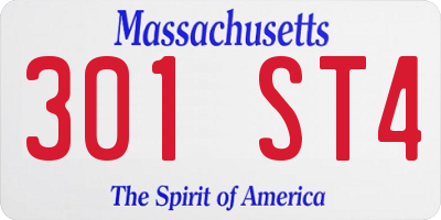 MA license plate 301ST4