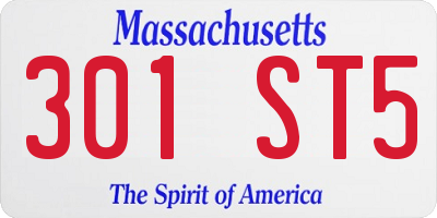 MA license plate 301ST5