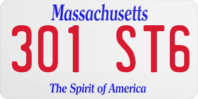 MA license plate 301ST6