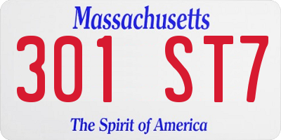 MA license plate 301ST7