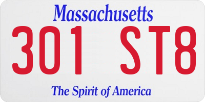 MA license plate 301ST8