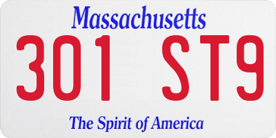 MA license plate 301ST9