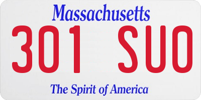 MA license plate 301SU0